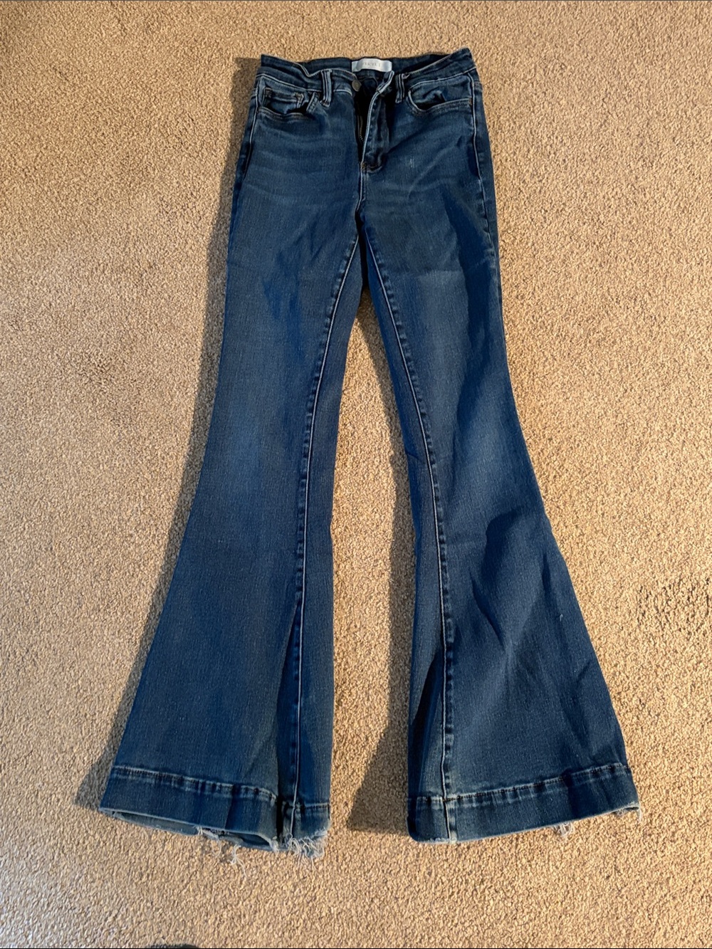 High-Rise Dark Blue Flare Jeans - Women's Wide Leg